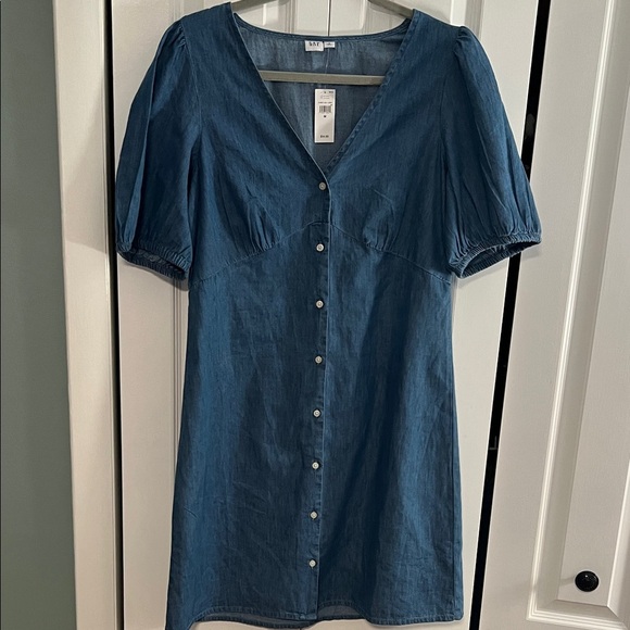 Gap Puff Sleeve Button-Front Mini Dress - Picture 2 of 5